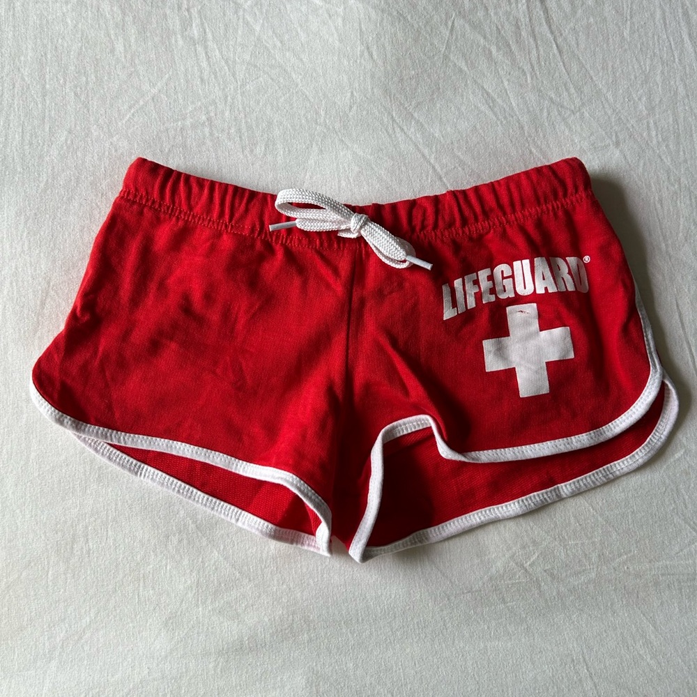 Vintage Red Lifeguard Mini Shorts